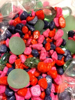 Multicolored Aquarium Stones Fish Tank Rock Gravel Glass Pink Blue Green 2 lb
